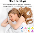 Earplugs for Sleeping Noise Cancelling, Reusable Ear Plugs– Super Soft, Silicone Ear Plug, for Sleeping 8 Pairs, Swimming, Snoring, Concerts, Work, Noisy Places (8 Colors)