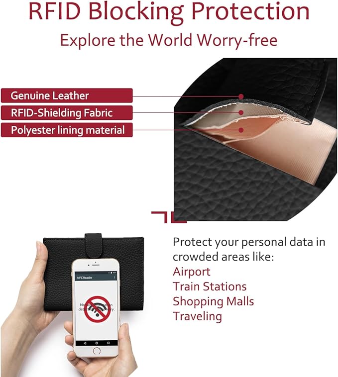 Slim Passport Holder for Travel – RFID Blocking Leather Passport Wallet for Women & Men with Card Slots, Zippered Coin Pocket, SIM Card Slot Cover Case – Gift Ready(Black)