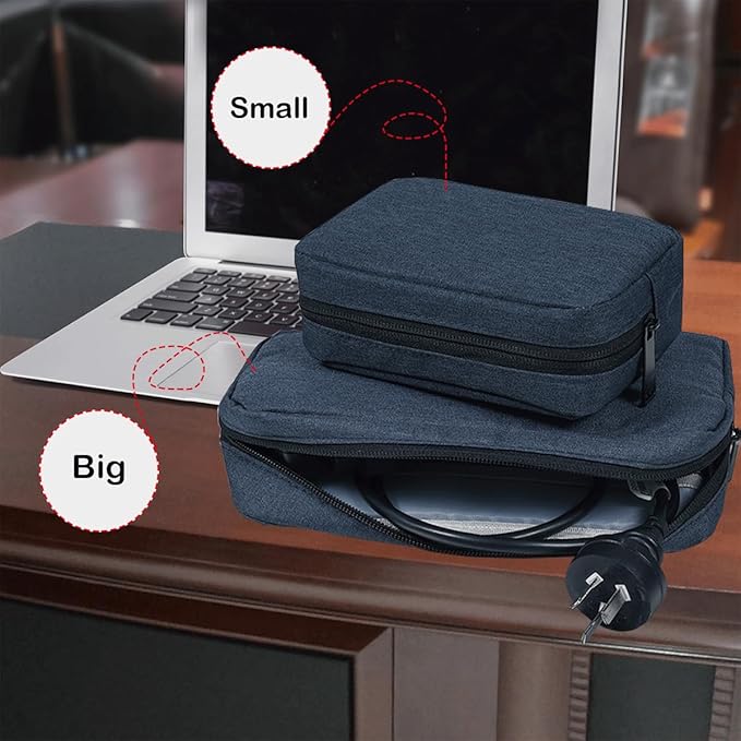 CAAORDKSO Electronic Organizer Travel Cable Accessories Bag, Electronic Organizer Case, Electronic Accessories Organizer Bag for Cable, Cord, Charger, Phone, Power Bank, Earphone (Big-Navy Blue)