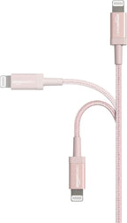 Amazon Basics USB-A to Lightning Cable, Apple MFi Certified, Nylon Braided Cord for iPhone 14 13 12 11 X Xs Pro, Pro Max, Plus, iPad, High Speed Transfer, 6 Foot, Rose Gold