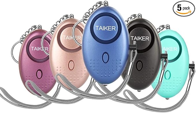 Personal Alarm for Women, 5 Pack 140DB Emergency Self-Defense Security Alarm Keychain with LED Light for Women Kids and Elders (Black, Blue, Purple, Rose Gold, Light Green)