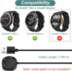 Charger for Amazfit Helio Strap/Active 3/Active Max/T-Rex 3 Pro/T-Rex Ultra 2/Balance 2, Replacement Charging Cable Cord for Amazfit Smart Watch & Fitness Tracker (3.3ft/1m)