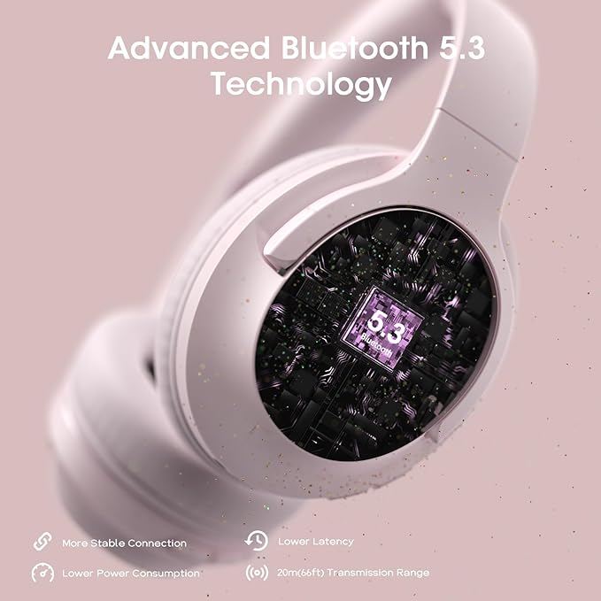 YUMONDEAR Bluetooth Headphones Over Ear, 80 Hrs Playtime Wireless Headphones with ENC Mic, Deep Bass EQ, Foldable Comfort for Travel, Gym & Commuting, Stocking Stuffers