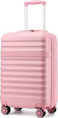 Kono Airline Approved Carry On Luggage, 22x14x9 inches, with TSA Lock, 20 Inch Expandable Lightweight Hardshell Suitcase (Pink, Suitable for 1-3 Days of Travel)