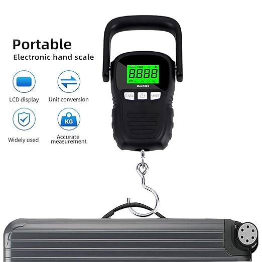 Luggage Weight Scale, Handheld Scale 50kg/5g Hanging Hook Digital Scale LCD Backlight Electronic Weighting for Travel Luggage Weighting,for Travel
