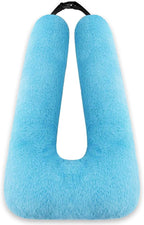 Swemos Travel Pillow, Car Pillow for Kids & Adults - Ergonomic Travel Pillows Sleeping Aid for Neck & Body Support, Car Travel Essentials Pillow on Road Trips-Gray (Blue)
