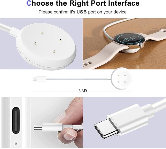 2 Pack Wall Fast Charger for Google Pixel Watch 3, Google Pixel 2 Smart Watch Charger Replacement Charging Cord Adapter Magnetic Google Pixel Smartwatch USB-C Fast Charging Cable Accessories White