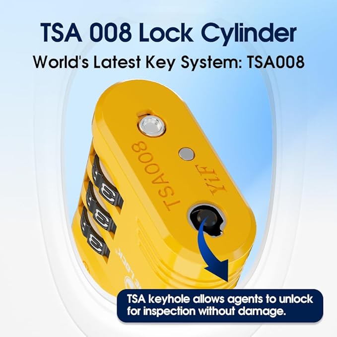 SURE LOCK TSA Approved Luggage Lock – 3-Digit Resettable Combination Padlock with Open Alert Red Dot, Large Easy-Read Dials for Suitcases, Backpacks, Gym & School Lockers(Yellow 4 pk)