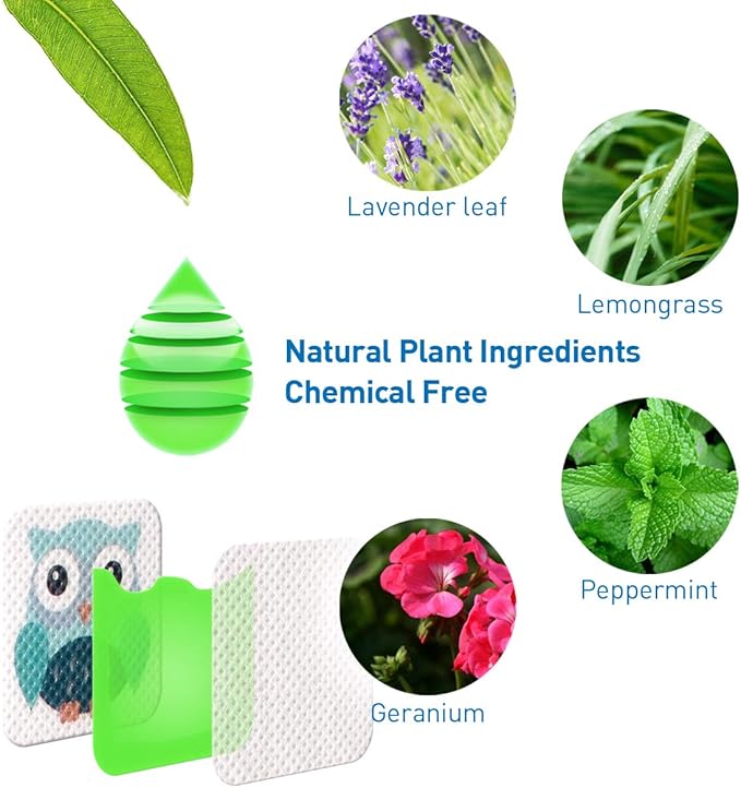 90 Pack Mosquito Patches Stickers for Kids Adult - Nature Citronella, Lemongrass and Eucalyptus, Up to 24 Hour of Protection