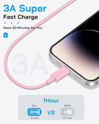 AISNI iPhone Charger Fast Charging 4 Pack 20W PD USB C Charger Block with 6 FT MFi-Certified Type C Fast Charging Cable Compatible for iPhone 14/13/12/11 Pro Max/Xs Max/XR/X,iPad-Pink