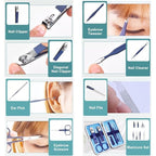 QURIPE 7pcs Manicure Set, Nail Clippers Kit, Stainless Steel Manicure Kit, Nail Clipping Tools Portable Travel Grooming Kit, The Best Gift with Luxurious Case (Blue)