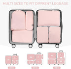 CherryNow Compression Packing Cubes, 7 Set Packing Cubes for Travel Women, Travel Essentials for Suitcase, Luggage Organizer Bags, Pink