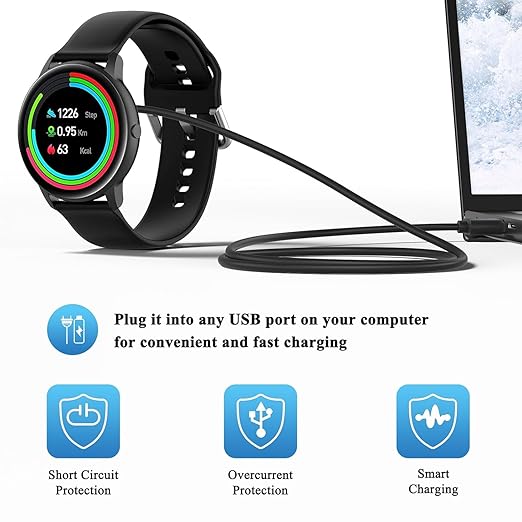 Vancle 2 Pack for Gloryfit Smart Watch Charger, Magnetic USB Charging Cable for GloryFit T80 T70 T60 T50 P99 P98 Smart Watches (Pin spacing 4mm)