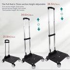 Foldable Black Aluminum Backpack Cart with 5 Swivel Wheels, Large Base, Ideal for Large Backpacks, Pet Carriers, Laptop Bags