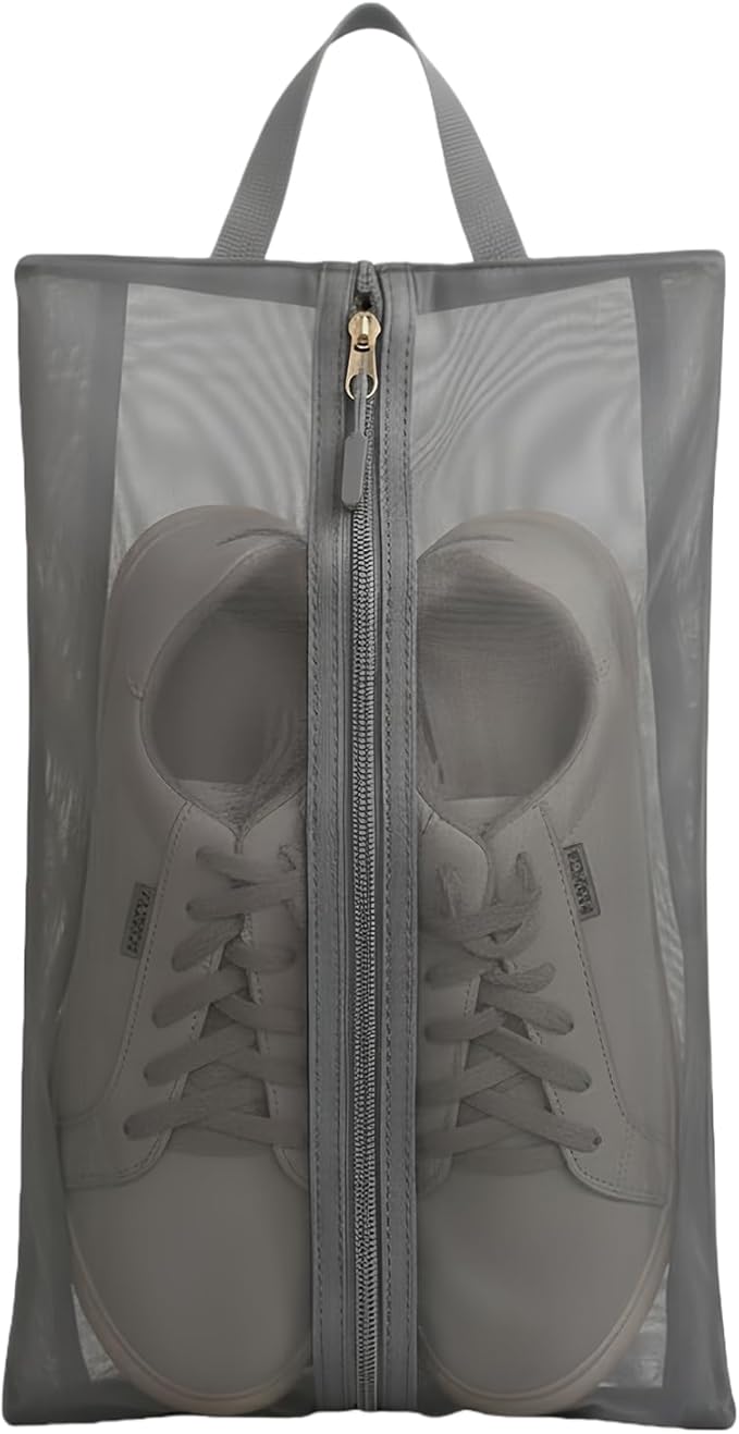 Portable Golf Shoes Bag, Travel Shoes Bag with Ventilation, Shoes Storage Organizer with Zipper Closuren for Outdoor, Sports, Golf, Travel, Gem (Gray)