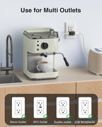 K KASONIC - 3-Outlet Grounding Adapter, Multiple Plug Outlet Extender, Power Splitter, [ETL Listed] Heavy-Duty Grounded Power Tap - 4 Pack, Black