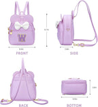KKXIU Girls Initial Bowknot Cute Mini Backpack for Toddler, Travel Small Girl Backpacks, Personalized Birthday Gifts for Little Girls and Kids(W, Purple)