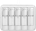 Travel wash bottle, 5-piece vacuum dispensing bottle set with clear storage box, suitable for shampoo, lotion, cosmetics, TSA certified travel container, suitable for vacation and business travel.