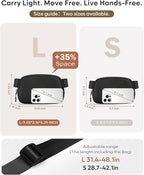 Pritent Fanny Packs for Women Cross Body Bag Waterproof Belt Bag with Adjustable Strap and Zipper Back Pocket Small Crossbody Bags Fashion Waist Packs for Workout Travelling(Black, Large)
