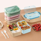 NatraProw Bento Box for Adult, 1200 ML Lunch Containers, LeakProof Lunch Box with Utensils, BPA Free, 3 Compartment Bento Box Microwave Safe, Blue