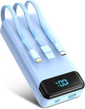 Portable Charger 40000mAh Power Bank - PD 22.5W Fast Charging Battery Pack, Built-in Cable Phone Charger 4 Output 3 Input, Compatible with iPhone 16 15 14 13 Android Samsung(Blue)