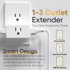 Unidapt Multi Plug Outlet Extender 4 Pack - 3 Way Wall Outlet Splitter, Cruise Ship Essentials Power Plug Adapter, Compact Travel Wall Tap Expander, Flat Angled Design, Home, Office, Dorm - White