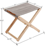 Folding Canvas Camp Stools Set of 6, Wood Folding Camping Stool Patio Portable Foot Stool for Garden Outdoor Fishing Picnic Travel BBQ, Grey