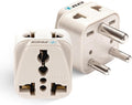 OREI World (USA, UK, China & More) to India (Type D) Travel Adapter Plug - 2 in 1 - CE Certified - RoHS Compliant - 2 Pack - White Color (DB-10-2PK)