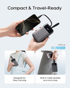 CUKTECH 20,000mAh Power Bank, Built-in USB-C & MFi Lightning Cables, 40W Fast Charging Portable Charger, 4-Port Output External Battery Pack for iPhone 17/16/15/14/13/12 Pro Max, iPad, Samsung S26