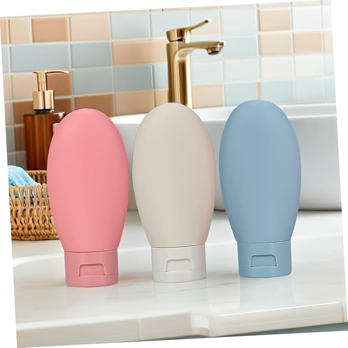 SEWACC 6pcs 60ml Travel Squeeze Bottles for Shampoo and Lotion Refillable Leak-proof Plastic Containers with Flip Caps for Bathroom and Travel Use