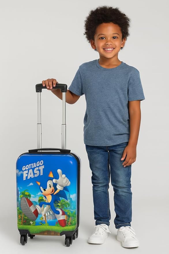 AI ACCESSORY INNOVATIONS Sonic the Hedgehog Kids Luggage and Backpack Set - 18" Luggage Suitcase With Wheels, 13.75" Backpack