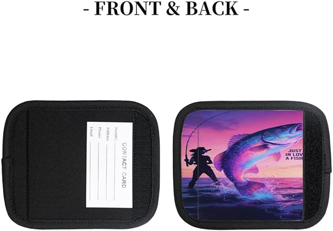 2 Pack Luggage Handle Wrap with Travel Tags - Non-Slip Protective Cover Soft Handle Grips Covers for Suitcase(Fishing)