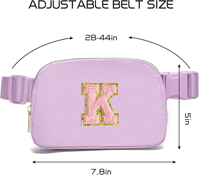 Gitus Initial Belt Bag Fanny Pack Crossbody Bag for Girls Birthday Gifts Age 8-10 Teen Girl Gifts Trend Stuff Personalized Letter Gifts for Daughter Sister (Lavender-K)