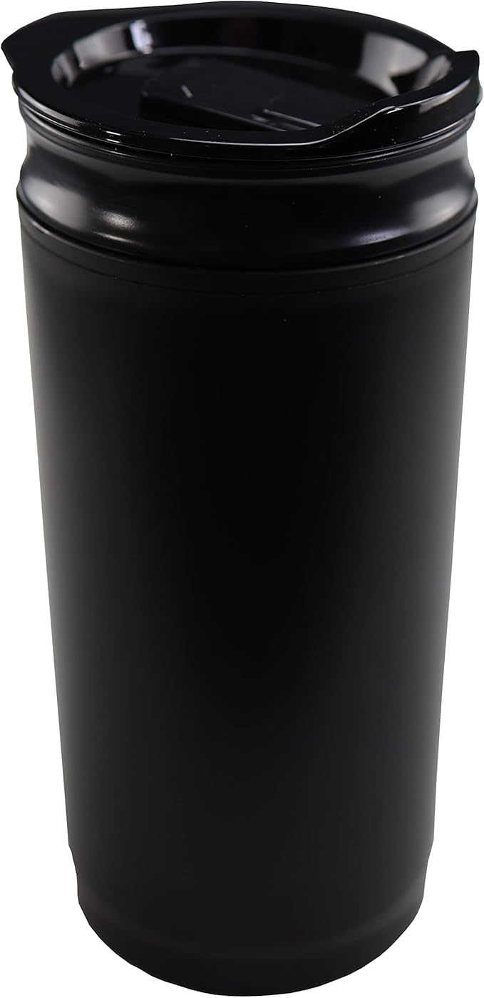 Iconikal Insulated Coffee Tumbler with Built-In French Press - 16 oz Black On-the-Go Coffee Maker - Brewer and Insulated Travel Mug with Closable Sip Lid