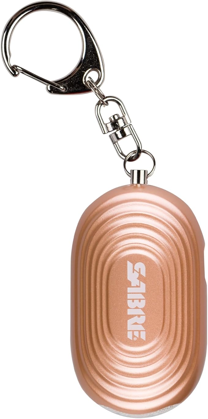 SABRE 2-in-1 Personal Alarm with LED Light, 130dB Personal Safety Siren, Snap Hook for Instant Access, 1,250 Foot (381 Meters) Range, Compact Design for Easy Attachment to Purse, Bag, or Keys