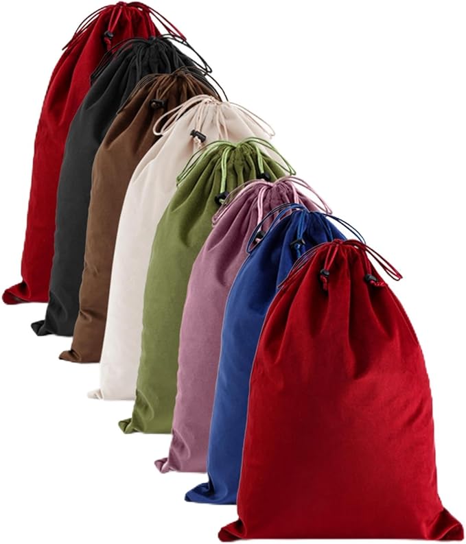 FantasyLife Shoe Bags for Travel, Washable Dust Bags for Storage & Packing, Flannel Shoe Pouch with Drawstring Closure for Purses, Handbags, Shoes & Toys (8, Multiple Colors, 17.3"x12.6")