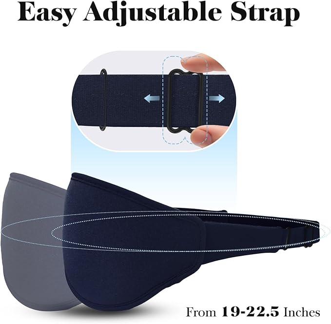 Fygrip 3D Eye Mask Sleep Mask for Men & Women, 100% Pressure-Free & Light Block-Out Eye Mask for Sleep with Easy Adjustable Strap, Night Eye Cover for Travel, Blue