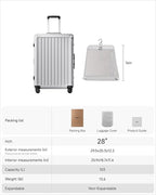 Luggage Sets with Spinner Wheels, 8010S Aluminum Frame Zipperless Polycarbonate Hard Shell Suitcase Sets (ZX-Core, Silver, 2 Piece (20/28))