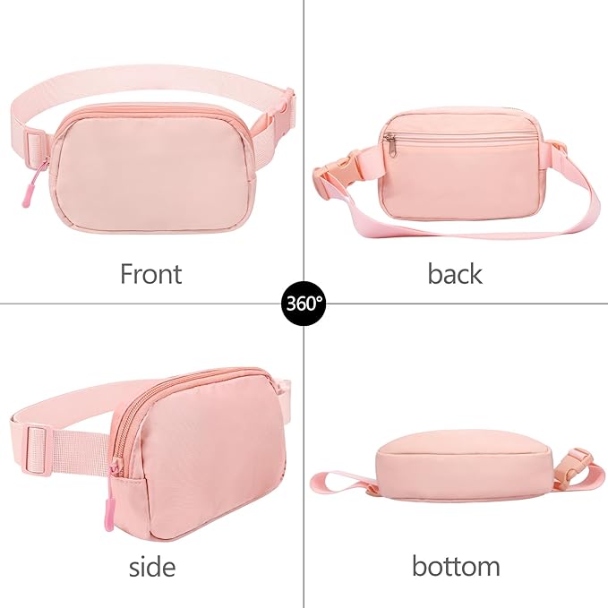 Fanny Pack Crossbody Bag for Women and Men, Belt Bag for Hiking Bum Bag with Adjustable Strap,Casual Cell Phone Pouch，Waist pack for Running Workout Sports Travel Peach