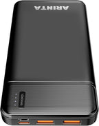 5V 2A Power Bank Battery Pack for Heated Jacket & Vest, Portable Charger 10000mAh, Ultra Slim with USB-C Input/Output, Compatible for Smartphones & Tablets, Gifts for Men Women. (Black)