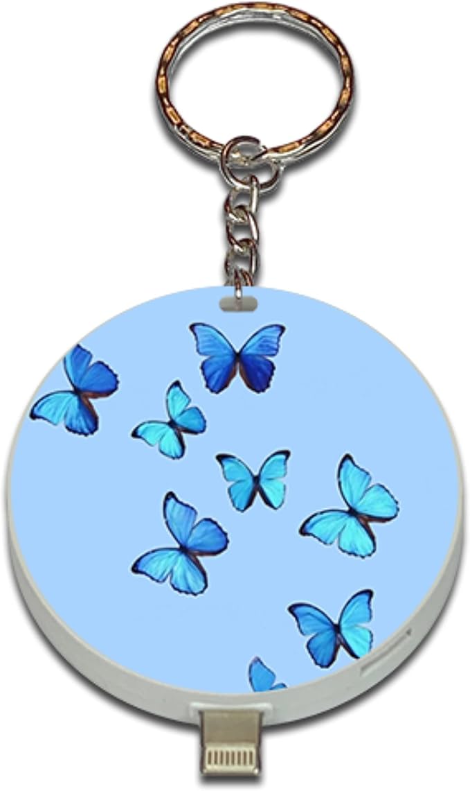 Blue Butterlies Print Charger Power Bank Key-Chain