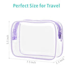 F-color TSA Approved Toiletry Bag 3 Pack Medium - Clear Makeup Bag Travel Quart Size for Women Men, Clear Cosmetic Bag Airport Airline Compliant Carry on Bag, Macaron Purple