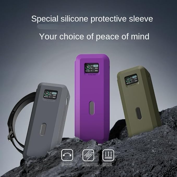 Silicone Protective Cover for Anker 737 Power Bank (PowerCore 24K), 1/4 inch nut Hole, TF/SM Card Storage Reserved Soft Silicone Cover with Portable Handle, dustproof, droproof (Grey)