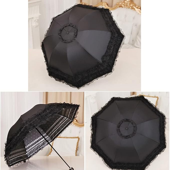 WANLIAN Folding umbrella Travel Umbrella Folding UV Resistance Lace Parasol Umbrella Sun Umbrella For Women Girls sunshades with lace decoration