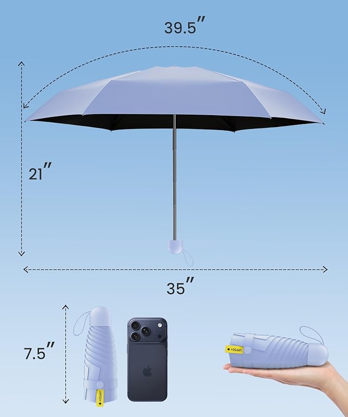 LMUGOOS 3 Pack Travel Mini Umbrella Small Compact, Portable Umbrella with UV Protection UPF 50+, Rainproof & Sunproof Folding Umbrella, Backpack & Pocket-Friendly