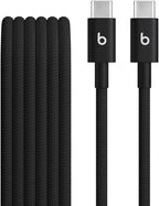 Beats USB-C to USB-C Woven Cable Fast Charging Durable/Tangle-Free Compatible Charger for Apple & Android Devices (1.5 m, 5 ft) - Bolt Black