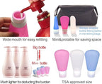 3 Pack Portable Food Grade Squeeze Silicone Liquid Travel Bottles For Shampoo, Conditioner, Lotion, Toiletries, condiments(2 OZ Pink + White + Blue)