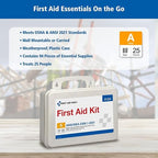 First Aid Only 91324 ANSI A 2021 and OSHA Compliant First Aid Kit, 25-Person Emergency First Aid Kit for Business, Home, Car, and Worksites, 94 Pieces