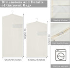 Aliceset Cotton Garment Bags for Hanging Clothes, Canvas Suit Bags for Clothes Coats Jackets Shirts Closet Storage Travel Gusseted Hanging Garment Cover (6 Pcs,40 Inches 50 Inches)