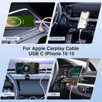 USB C Car Charger for iPhone 17 16 15 Pro Max, 40W Dual Port USB-C & USB-A Car Fast Charging Adapter, 2X3FT C to C Cable & A to C Carplay Cable for iPhone 17 16 15 Series/iPhone Air,iPad,Samsung-Pink